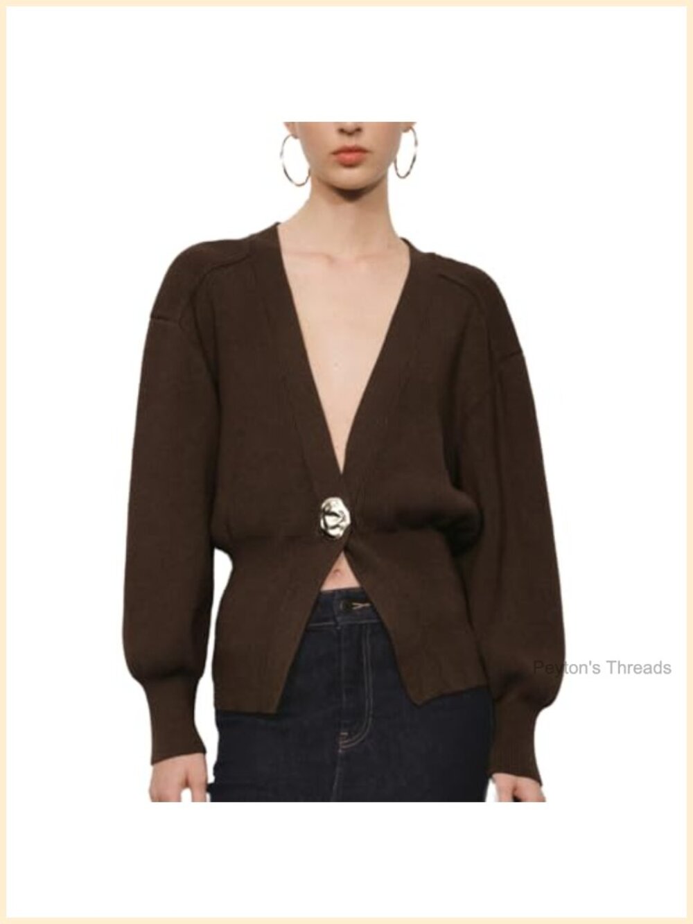 Women Knitted Cardigan V-Neck Long Sleeve Button Down Lightweight Outwear